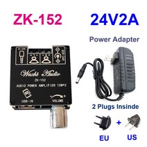 15W + 15W 블루투스 5.0 디지털 파워 앰프 보드 AUX 2.0 CH 스테레오 홈 뮤직 무선 USB 사운드 카드 모듈, 06 ZK-152 24V2A