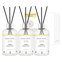 베이스노트 디퓨저 200ml x 3p + 스틱 9p 세트, 레몬 유칼립투스