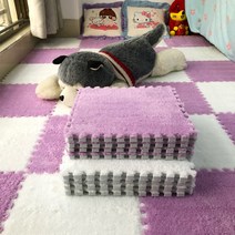 퍼즐매트 놀이방 층간소음 거실 복도 셀프시공 바닥 놀이 보호매트, 밝은 보라색 + 흰색