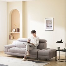 [스툴SET소파+카우치형] 파로마 올랜도2 아쿠아텍스 3인소파/패브릭소파 헤드틸팅 2인용 3인용소파 카우치스툴 쇼파, [특가]진그레이+스툴포함