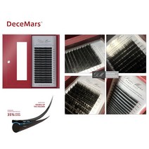 Decemars 속눈썹연장 타원형 납작모 무광 밍크 검정색 16줄 인조 가속눈썹, 1개, 0.20 mm C컬 11 mm