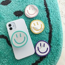 비비드 빅 스마일 거울 그립톡 빅사이즈 미러 스마트톡, 옐로