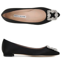 [마놀로블라닉] 22FW 블랙 한기시 새틴 플랫 9XX 0347 BLCK