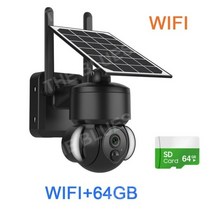 현관CCTV 태양광CCTV 무선감시카메라 현관문CCTV 야외 가정용CCTV 야외 카메라 와이파이 태양열 태양광충전, 블랙 WIFI 64GB 추가