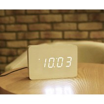 호텔인테리어 소리감지 우드 LED 탁상시계 스탠딩 중고등학생 집 책상위 학교 회사 사무실 아이방 디지털, 월넛