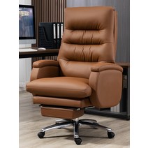 천연가죽 중역의자 리클라이너 등받이 사장 회장 대표, 다크 브라운