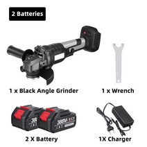 Wolike 125MM 브러시리스 전기 앵글 그라인더 DIY 커팅 머신 Makita 18V 배터리 용 리튬 이온 공구 포함, 01 2 Battery Black