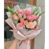 서면 꽃집 예쁜 생화 핑크 중형 꽃다발, 매장픽업