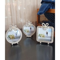 리본 큐빅 반명함 미니액자 (3TYPE) 납골당 액자 추천, 원형