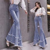 여성 캐주얼 와이드 데님팬츠 나팔바지 청바지