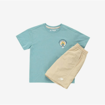 백화점발송 뉴발란스키즈 HOME 일러스트 반팔 세트(NK9YD3602U) 라이트블루