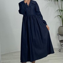 씨앤유 CNU 딥블루 세라카라 데님 원피스