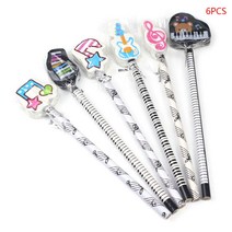 6pcs 뮤지컬 노트 연필 2B 표준 라운드 연필 피아노 노트 지우개 쓰기 그리기 도구 편지지 학교 학생 선물, 1개, 단일옵션선택, 단일