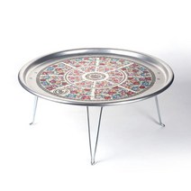 양은 접이식 밥상 레트로 옛날밥상 추억의밥상 다용도상 좌식상 양은상 원형상 레트로밥상 양철밥상 혼술상