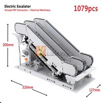 스마트홈 홈네트워크 MOC 빌딩 블록 브릭 전기 에스컬레이터 기계 모터 도시 스트리트 뷰 기술 호환 장난감, 01 Escalator