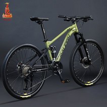 소프트 테일 듀얼 댐핑 산악 자전거 다운힐 오프로드 크로스 컨트리 MTB 26/29 인치, 녹색 _26인치 | 24
