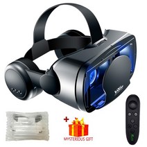 VR 헤드셋 vr 안경 컴퓨터 트래커 총 가상 현실 3d 스마트 헬멧 휴대 전화 모바일 7 인치 렌즈 컨트롤러가있는 쌍, 헤드폰 리모콘
