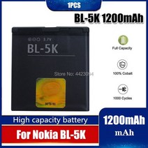 1pc 3.7V 1200MAh 충전식 리튬 BL-5K BL 5K BL5K 휴대 노키아 N85 N86 8MP N87 2610S 701 Oro X7 C7-00, [01] 37 볼트