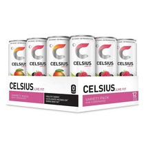 Celsius 셀시어스 피트니스 드링크 무탄산음료 2종 버라이어티팩 제로슈가 12 oz 12캔