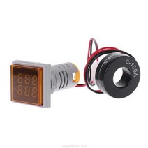 Square LED 디지털 듀얼 디스플레이 전압계 및 전류계 전압 게이지 전류계 AC 60-500V 0-100A, 05 Yellow