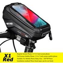 와일드 맨 자전거 핸들 바 방수 EVA 하드 쉘 프레임 가방 6.7 인치 터치 스크린 사, 11 X1 Red Logo