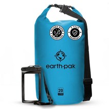 Earth Pak 방수 드라이 백 - 롤 탑 방수 백팩 자루는 카약 해변 래프팅 보트 타기 하이킹 캠핑 및 낚시를 위한 장비를 건조하게 유지합니다. 방수 폰 케이스 포함, Light Blue_5L