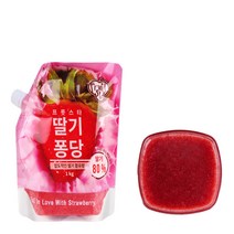 [딜라잇가든]프룻스타 딸기퐁당 딸기라떼 딸기에이드 1kg x 3팩, 단품
