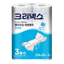 크리넥스 빨아쓰는 위생행주 화이트 (54+9)x2롤x2팩, 2롤, 2팩