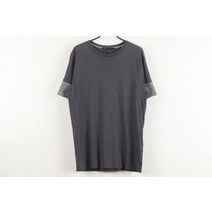 (PLAC)플랙진 면50％ 그레이 보카시 배색 라운드 반팔 티셔츠(M)