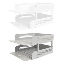 국산 플라스틱 파일함 층층 서류 정리대 사무실 꿀템 2단 꽂이함 파일철 정리함 A4용지 지류 트레이 비품 문서함 집기 종이 보관함 멀티 박스 문서 서류철 받침 데스크 테리어, 화이트