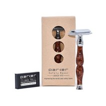 파커 안전 면도기 45R 헤비웨이트 더블 에지 4인치 손잡이가 있는 3피스 디자인 내구성을 위한 솔리드 황동 프레임 면도날 5개 포함