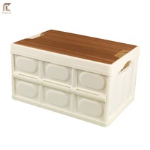 DFMEI 접이식 수납함 캠핑 차량용 접이식 박스 라지 정리함, 화이트(뚜껑타입), 56L/52*35.5*29cm