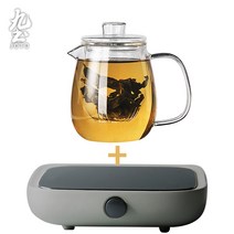 주전자 유리 주전자 필터 포함 투명 주전자 수직 라이너 꽃 주전자, NONE, 색상 분류: 1 세대 냄비, 2 세대 전기 세라믹 스토브 (회색)