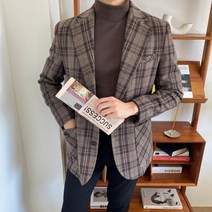 남자 글렌체크 울 자켓 봄 가을 아우터 마이 정장
