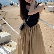 kirahosi 여름 가을 여성 빈티지 티타임 나시 원피스 윈난 싼야 여행 해변 바캉스 비치 스커트