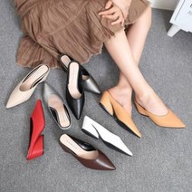 여성 슬림 베이직 무지 뽀삐 슬리퍼 발편한 6.5cm 미들힐 블로퍼 슬리퍼