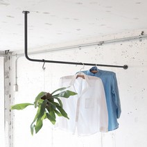[디자인의 정석] 코너행거 모서리행거 ㄱ자행거 천장고정식, 블랙, 30cm, 80cm