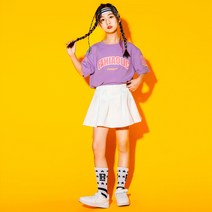 치치차차 아동 댄스복 방송댄스복 - 퍼플탑 화이트스커트 세트