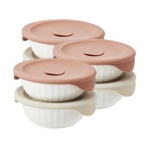 락앤락 바로한끼 도자기 밥용기, 3세트, 몸체 355ml + 뚜껑