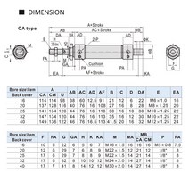 유압리프트 MA 16/20/25/32/40mm 스테인레스 스틸 25-500mm 스트로크 복동 미니 공압 공기 실린더, 14 Stroke 500_03 MA25