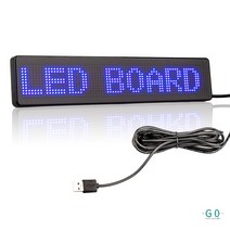 미니 LED 전광판 차량 휴대용 flexible 광고판 간판 개업 선물 블루투스 어플 조작, Blue Text