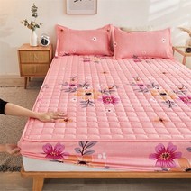 라지킹침대 두꺼운 퀼트 장착 침대 시트 퀸 킹 사이즈 미끄럼 방지 방진 커버 1 장, [06] 2pcs 47x74pillowcase, [15] zaochun