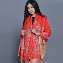 숄 스카프 손수건 목도리 실크 쁘띠스카프 머플러 여성 자카드 꽃 프린트 여행 레이디 에어 컨디셔닝 두꺼운 따뜻한 술 Pashmina