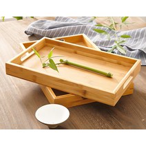 전통찻집 커피숍 대나무 원목 쟁반 접시 손잡이 트레이 과일 차 커피 방수 곰팡이 방지, 기본형