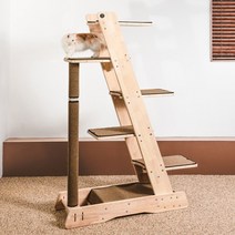 그린웨일 B7 원목 고양이 캣폴 캣타워, 카키베이지