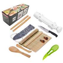 IYouNice 11 개대 스시 메이커 장비 키트 일본 쌀 공 케이크 롤 금형 다기능 도구 만들기, CHINA_White Sushi 1