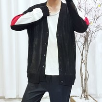 반즈하우스 남여공용 오버 루즈핏 린넨 팔 배색 그물 여름 썸머 가디건