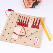 TULIP 휴대용 뜨개도구 코바늘 바늘세트 DIY 뜨개용품 레드 크로셰 세트, 옵션1