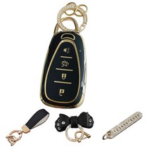 루루형제 쉐보레 차 키케이스 더뉴스파크 올뉴크루즈 더뉴 말리부 트레일블레이저 라세티 스마트 자동차 키커버 키홀더 키링, 키케이스+번호키링+가죽리본키링+가죽스트랩, AC-03 [4버튼], 다크블랙