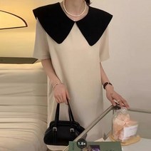 드레스 여성 캐주얼 원피스 원색 숏 소매 사이즈 느슨함 여름
